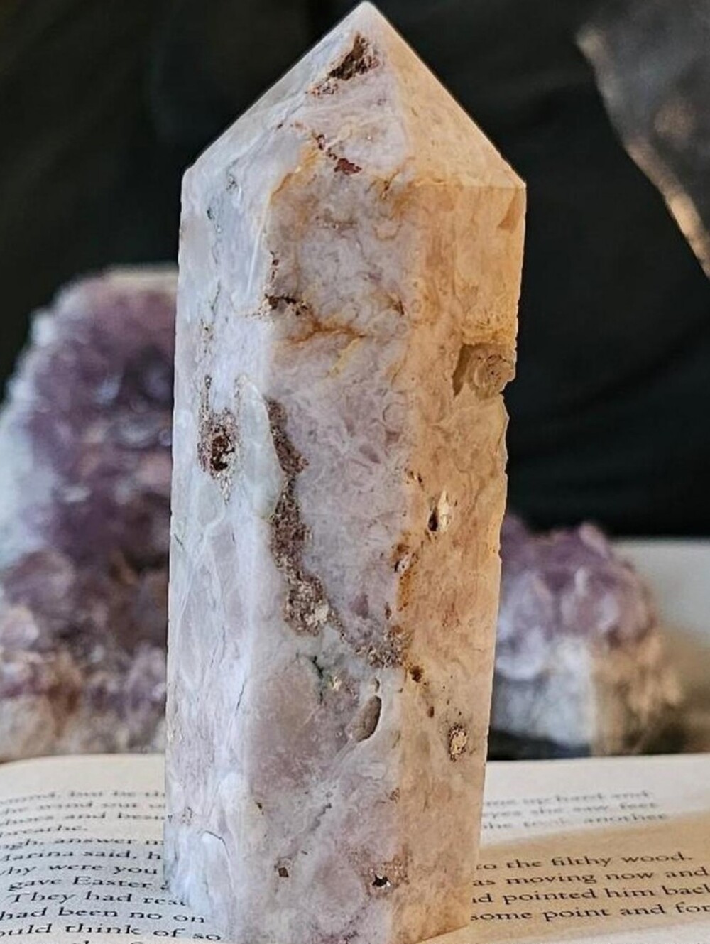 ✨️RARE Pink Botswana Agate & Pink Amethyst Crystal Combo Tower✨️OOAK UNIQUE!✨️